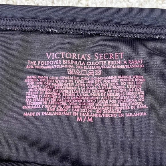 Victorias Secret Foldover Bikini Black Pink Sz 34C / M Convertible Cheeky Padded - Picture 3 of 12